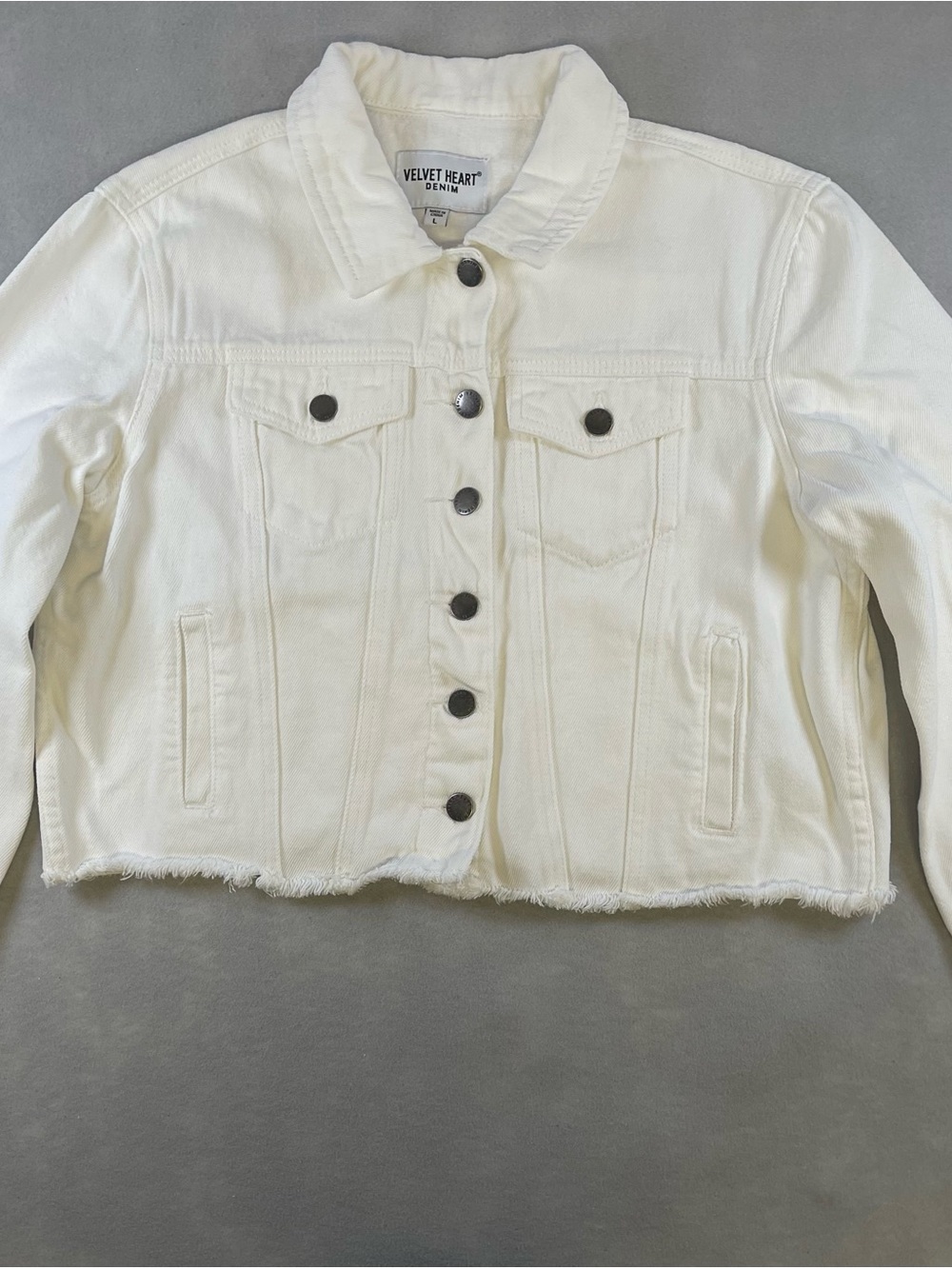 Velvet Heart White Denim Jacket - Picture 2 of 10